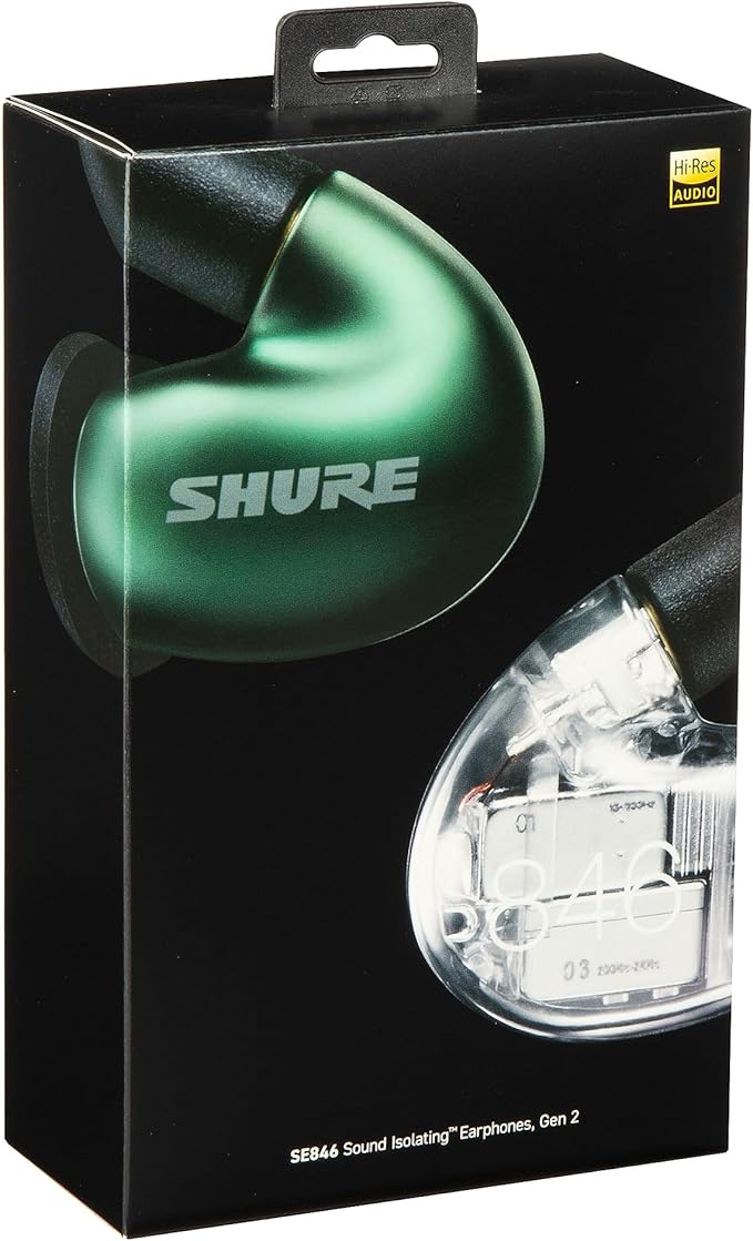 Shure SE846 PRO Gen 2 Wired Sound Isolating Earphones Secure in-Ear Earbuds High-End Professional Sound Hi-Def Four Drivers Upgraded Sound Filters Durable Quality Customizable Frequency - Jade