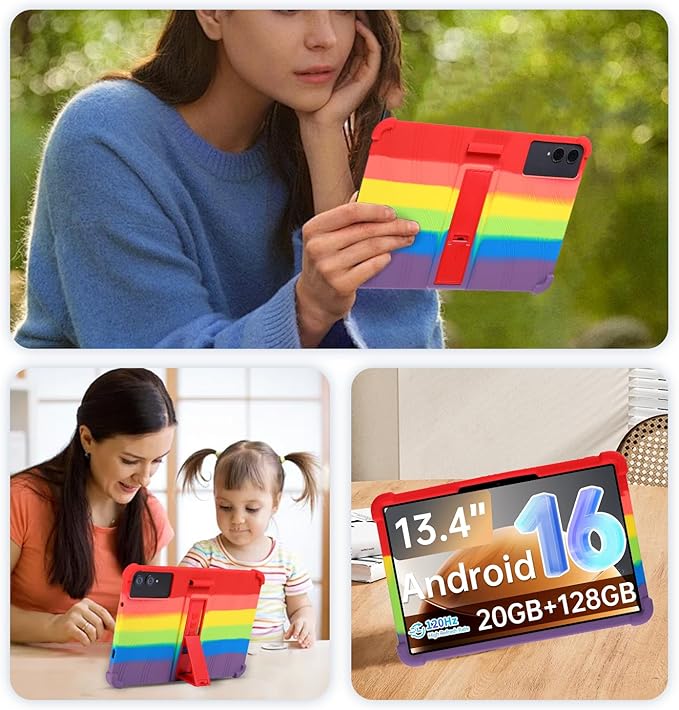 Case for TECLAST T65 13.4-Inch Tablet – Shockproof Silicone Protective Cover with Kickstand Drop-Resistant Business Style (Rainbow)