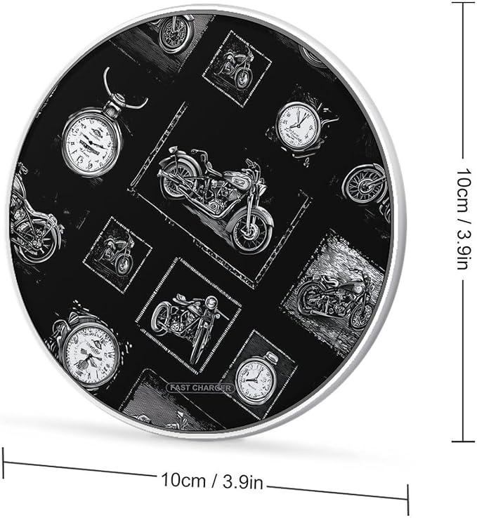 Vintage Motorcycle Motorbikes Fast Portable Charger 10W Funny Graphic Phone Charging Pad with USB Cable