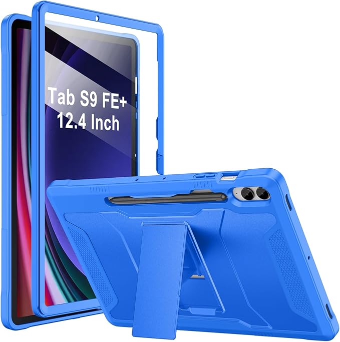 Soke Case for Samsung Galaxy Tab S9 Plus/S9 FE+ 2023 with Built-in Screen Protector &amp Kickstand Rugged Full Body Protective Cover for Galaxy Tablet 12.4 InchKlein Blue