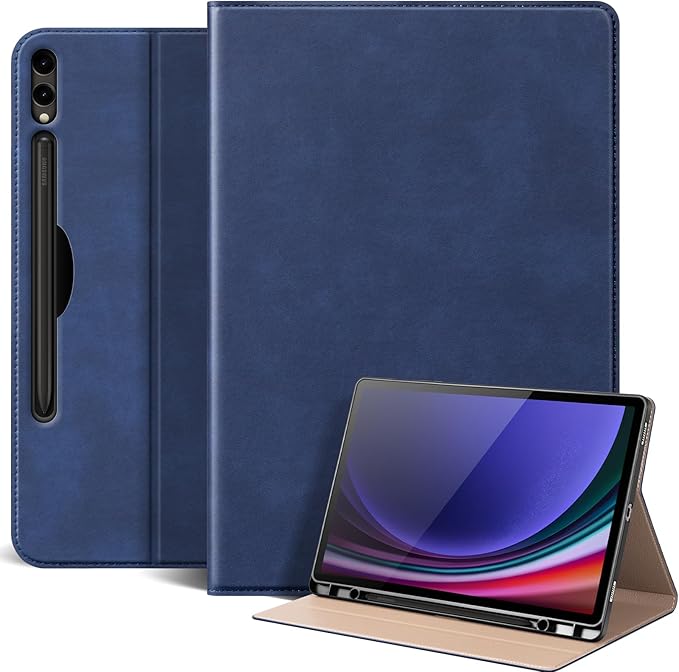 for Samsung Galaxy Tab S9 FE+/S9 Plus/S10 Plus+ 12.4 inch Case 2023/2024(Model:SM-X820/X810/X610) Leather Protective Shell Protection Cover with S Pen HolderAuto Sleep/Wake.Blue