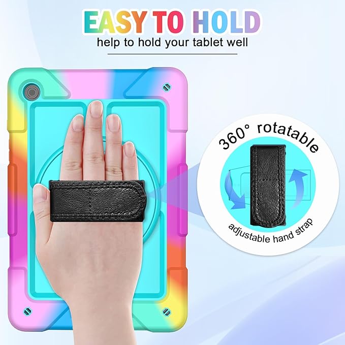 BMOUO CASE for Samsung Galaxy Tab A9+/A9 Plus Case 11 2023 (SM-X210/X216/X218) Shockproof Galaxy Tab A9 Plus Case with Rotating Stand and Hand/Shoulder Strap Turquoise