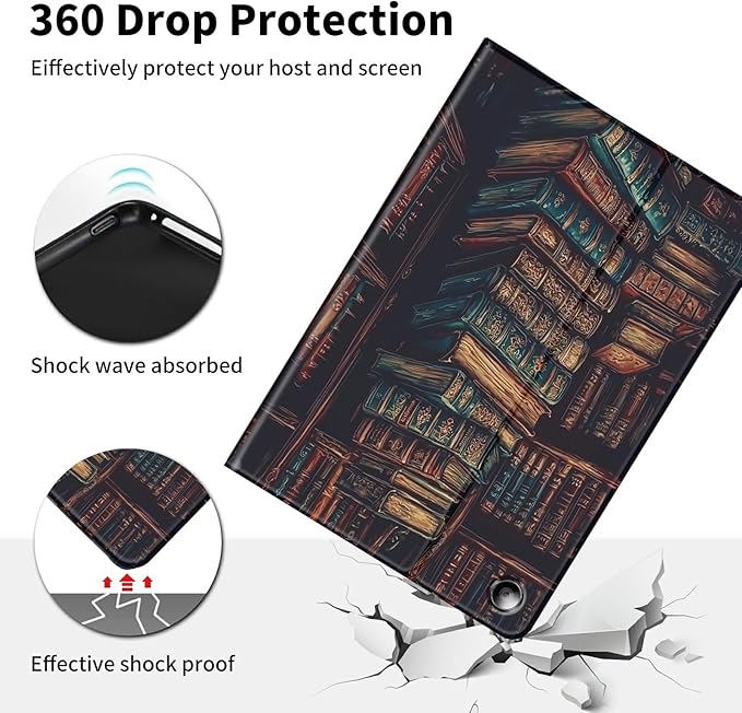 for Amazon Fire HD 8 Tablet Case (12th/10th Generation 2024/2022/2020 Release)-Slim PU Leather Adjustable Stand Smart Cover with Auto Wake/SleepLibrary