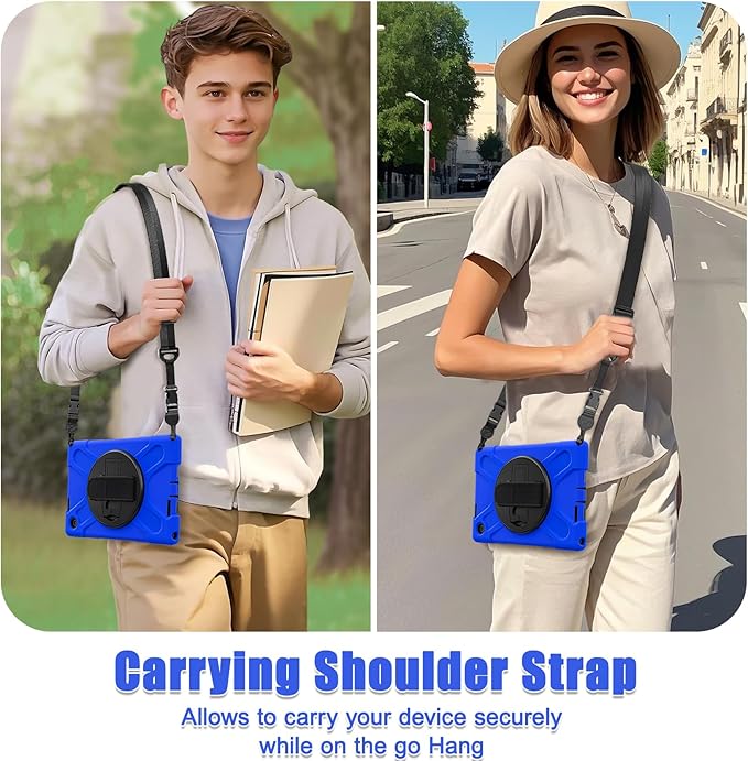 Tablet Case Compatible with Lenovo Tab 10.1(TB-311XU) /K10C TB311FU 2025 Case Protective Heavy Duty Rugged Shockproof Drop Protection Cover Shoulder Strap for Kids Silicone Cover(Blue)