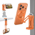 OMOTON TP02-Pro Magnetic Phone Holder for Vlogging Content Creator Essentials with 1/4 Screw Arca Strong Back Magnet for Gym Adjustable Phone Stand &amp Selfie Stick for iPhone 12-17 Series Ora