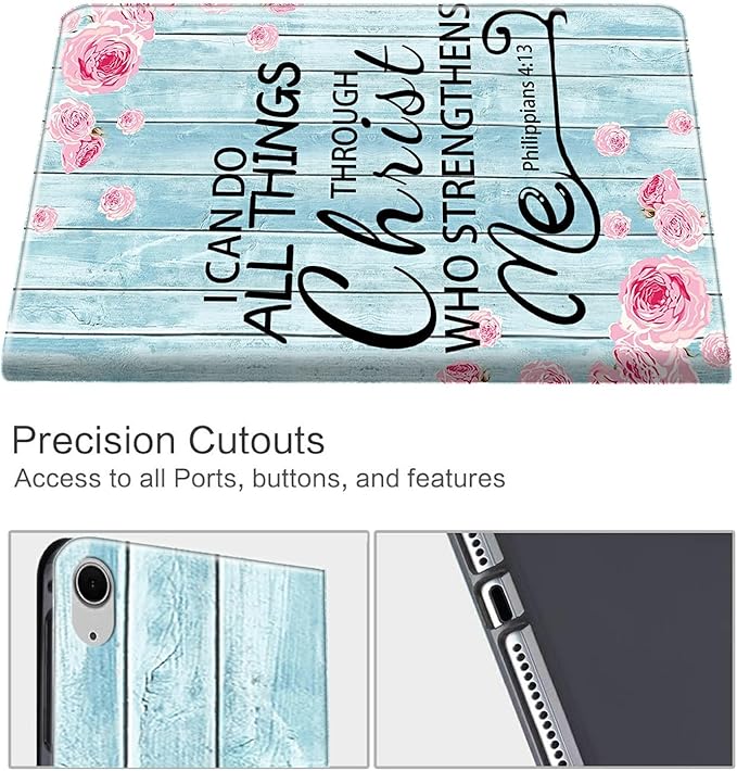 for iPad Air 11 (2024)/ iPad Air 6th/5th/4th Gen Case (2025/2024/2022/2020) 10.9 Inch CaseBEOTIWAD Shockproof Slim PU Leather Stand Protective Cover with Auto Sleep/Wake-Bible Verses Philippians 4-13