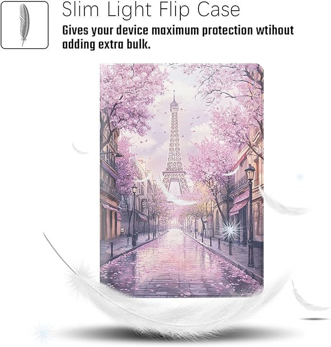 Case for Samsung Galaxy Tab A11 Plus/A9 Plus 11 Inch 2025/2023Adjustable Stand Auto Wake/Sleep Function Full Body Protection Cover - Paris Sakura Eiffel Tower