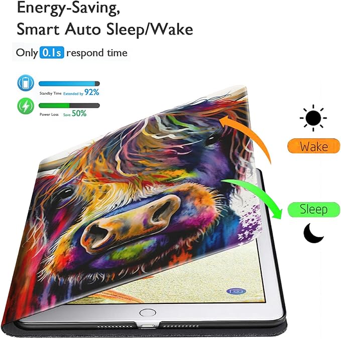 Case for Kindle Paperwhite 12th Generation &amp Kindle Colorsoft Signature Edition 2024 7 inch Lightweight Smart Case PU Leather Adjustable Stand Protective Cover with Auto Wake/Sleep - Colorful Cow