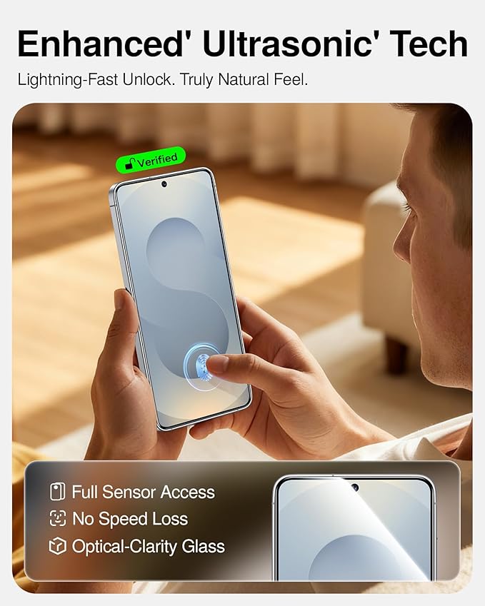 SmartDevil Tempered Glass for Samsung Galaxy S25+ Plus Screen Protector [3 Pack]  Fingerprint Unlock Compatible HD Anti-Glare 9H Scratch &amp SGS Impact Resistant Fast &amp Easy Smart Pull Box