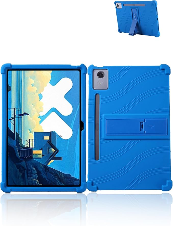 for Lenovo Idea Tab Pro 2025 Android 15 Tablet 12.7 inch Tablet Model CaseSoft Silicone Adjustable Stand Cover Lightweight Kids FriendlyBlue.