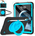 for iPad (A16) 11th Generation 11 Inch 2025/iPad 10th Generation 10.9 Inch 2022 Case with Screen Protector 360°Rotating StandPencil Holder Shoulder Strap Cover A16 iPad Case KidsBlack+Blue