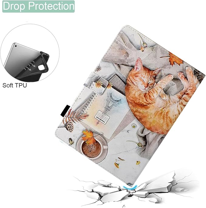Case for Fire HD 8 Tablet (8th/7th/6th Generation 2018/2017/2016 Release) Premium PU Leather Folio Stand Cover Protective Case with Auto Sleep Wake Lazy Cat