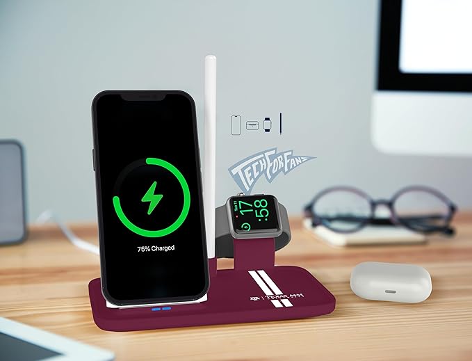 SOAR NCAA 4-in-1 Wireless Charging Docking Station: Fast Charge for iPhone Apple Watch Air Pods &amp Apple Pencil