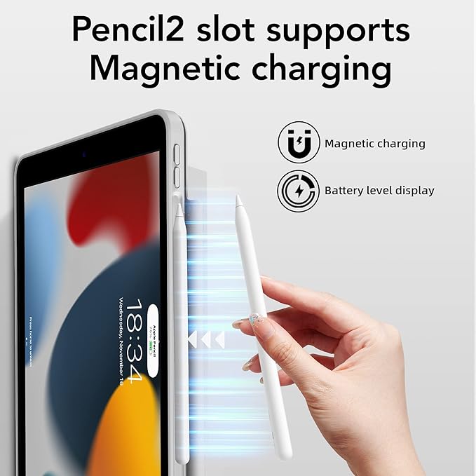 Case for iPad 10.2 inch Magnetic Case for iPad 9th/8th/7th Generation 2021/2020/2019 Detachable Protective Stand Cover with Pencil Holder Auto Sleep/Wake (Gray)