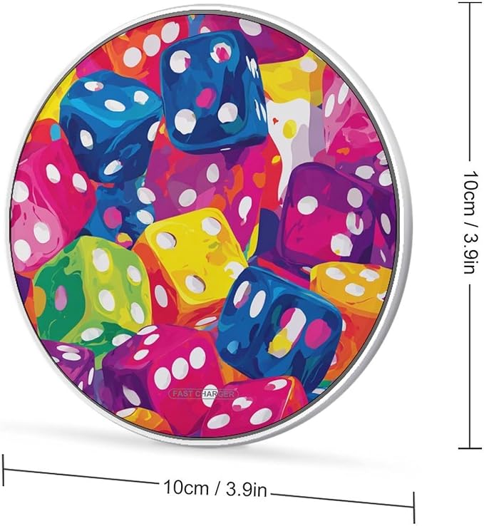 Colorful Dices Phone Charger Magnetic Charging Pad Anti-Slip with USB Cable
