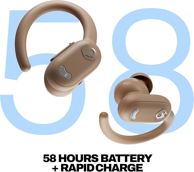 Skullcandy Push ANC Active Wireless Earbuds Bluetooth Headphones Noise Cancelling 58 Hours Battery Secure-Fit Over-Ear Hanger Sweat and Waterproof Microphone for iPhone Android - Primer