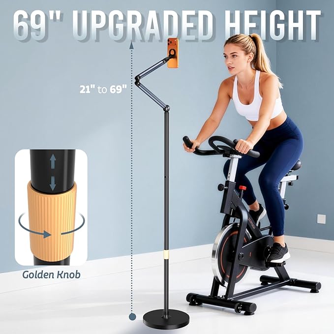Magnetic Phone Floor Stand Aluminum iPhone Overhead Stand with Adjustable Arm &amp Remote for Multi-Angle Creative Shooting Stable Stand for iPhone/Android