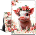 Case for Amazon Kindle Fire HD 10 and Fire HD 10 Plus 10.1 Tablet Case (13th/11th Generation 2023/2021 Release) Slim Fit PU Leather Cover with Auto Sleep/Wake - Cute Pig Flower