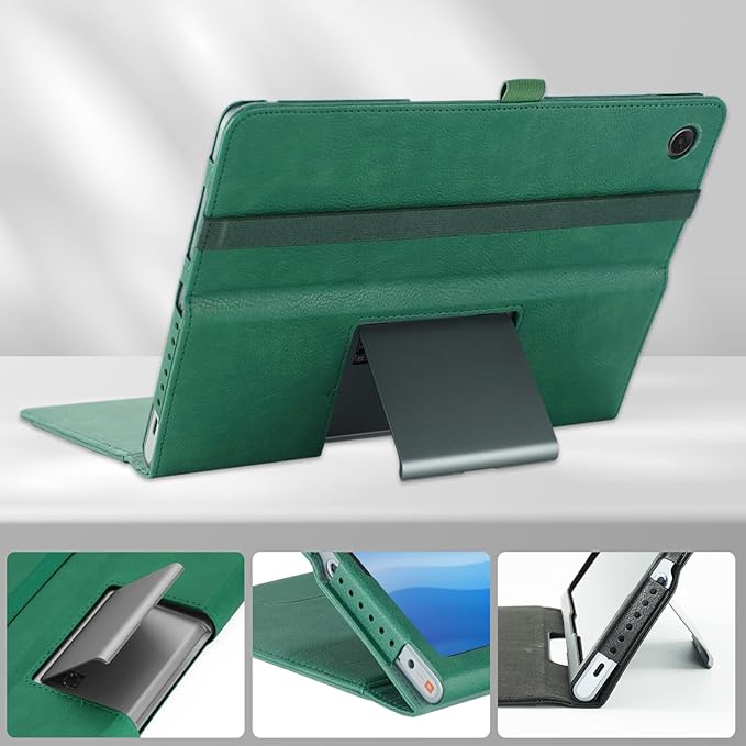 Case Compatible with Lenovo Tab Plus 11.5 inch Tablet PU Leather Business Cover for Pad Studio (TB351FU) Folding Stand CoverDark Green