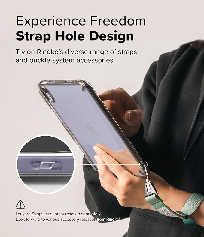Ringke Fusion [Overcharge Prevention] Compatible with iPad mini 6 Case (6th Generation) and iPad mini A17 Pro Case Transparent Hard Back TPU Bumper Cover with Pen Holder - Smoke Black