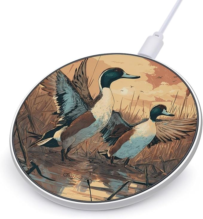 Pintail Ducks Marshlands Fast Portable Charger 10W Funny Graphic Phone Charging Pad with USB Cable