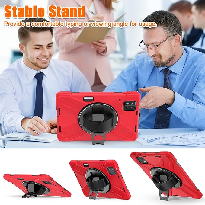 for Xiaomi Mi Pad 6/ Mi Pad 6 Pro Case MiPad 6/ Pad 6 Pro Shockproof Case 11 360 Rotate Stand Hand Strap Shoulder Strap Pencil Holder Protective Cover Tablet for Men Women Kids Red