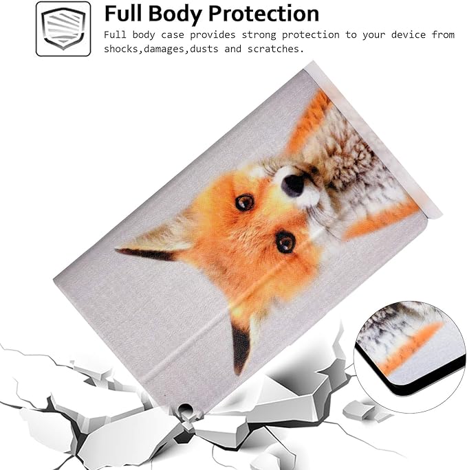 Case for Amazon Fire HD 10 Tablet (2015/2017/2019) Techcircle Slim Folding Stand Magnetic Smart Cover Soft TPU Back Protective Case for All-New Fire HD 10 5th/7th/9th Gen Auto Sleep Cute Fox