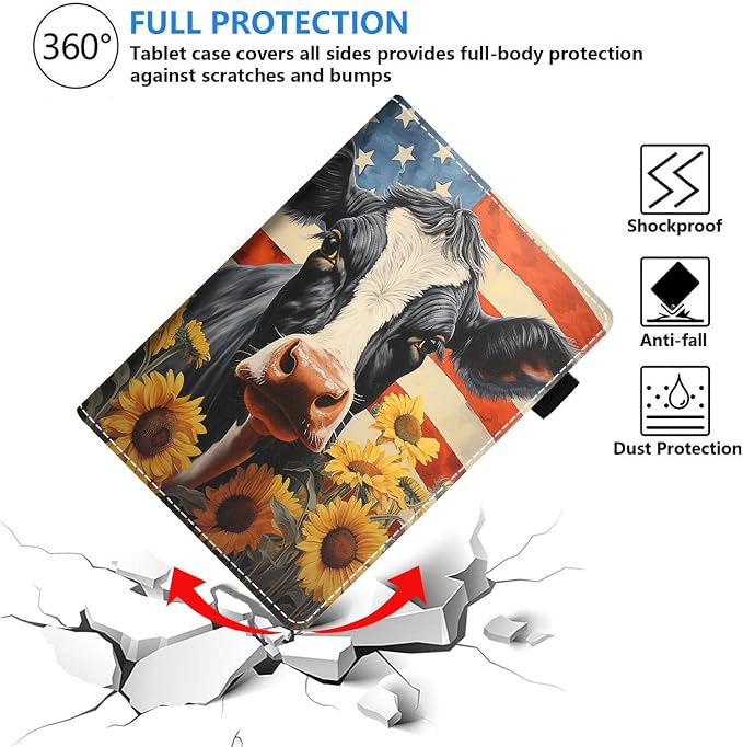 American Flag Cow and Sunflower