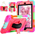 for iPad 9th/8th/7th Generation CaseiPad 10.2 Case 2021/2020/2019 with Cute Key Chain Rugged Protective Case with 360°Rotating Stand &amp Shoulder Hand Strap &amp Pen Slot for 10.2 Inch (Rainbow