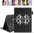 Case for All-New Kindle Fire 7 Tablet (7 12th Generation 2022 Release) Moon and Sun with Many Fractal Faces Celestial Energy Mystic Art PU Leather Folio Case with Smart Auto Wake/Sleep
