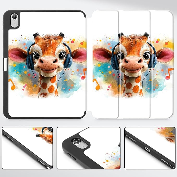 Mektron Case for iPad Air 11 inch (M4 2026 8th /M3 2025 7th /M2 2024 6th) Compatible with iPad Air 10.9 (2022 5th Gen /2020 4th Gen) Tablet Cover Buit in Pencil Holder Cute Giraffe