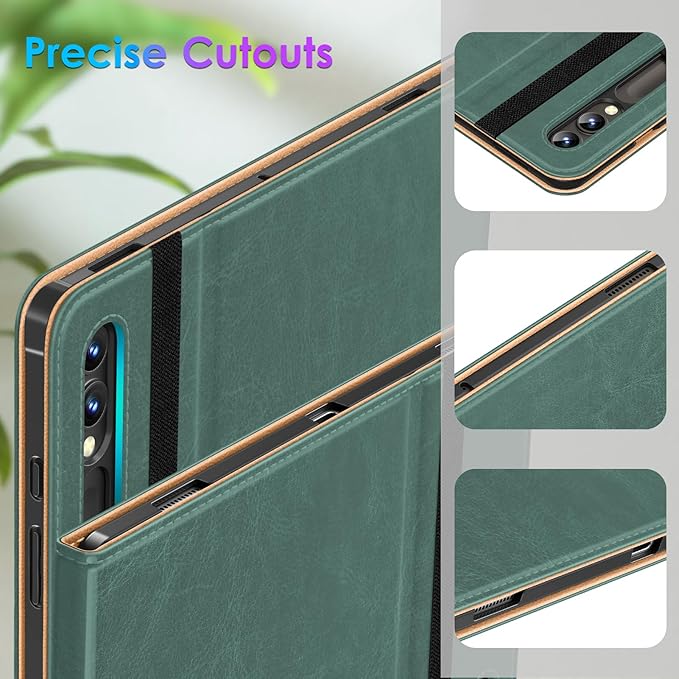 DTTO for Samsung Galaxy Tab S10 Ultra / S9 Ultra / S8 Ultra Case 2024/2023/2022 Premium Leather Business Folio Stand Cover with S Pen Holder for 14.6 Inch Tablet Auto Wake/Sleep Midnight Green