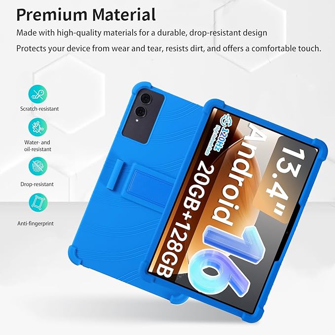 Case for TECLAST T65 13.4-Inch Tablet – Shockproof Silicone Protective Cover with Kickstand Drop-Resistant Business Style (Blue)