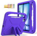 Dteck Kids Case for iPad Air 11 M2 (2024) iPad Pro 11 M4 (2024) with Pencil Holder Shockproof Rugged Protective Handle Stand EVA Foam Case Purple