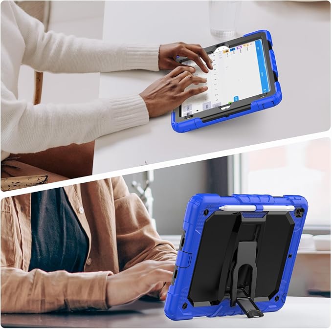 HXCASEAC Kids Case for iPad 9th/8th/7th Generation Full Body Protective Design | Foldable Stand | Screen Protector | Pencil Holder Durable for iPad 9th Gen / 8th Gen 10.2 inch Blue