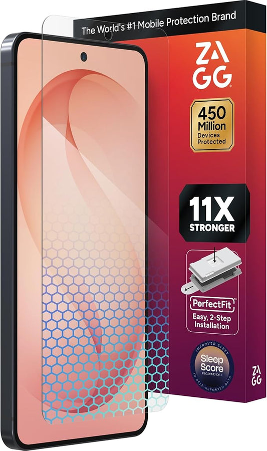 ZAGG Glass XTR5 Samsung Galaxy S26 Plus Screen Protector - 11x Stronger Graphene-Infused Tempered Glass Blue Light Filter for Better Sleep Anti-Reflective InvisibleShield Easy Installation