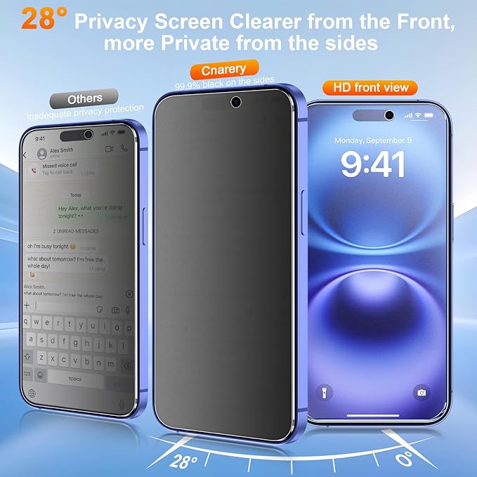 2 Pack matte privacy Screen Protector for iPhone 16 plus