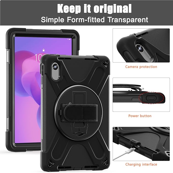 ZenRich Rugged Case for Lenovo Idea Tab 11 2025 / K11 Gen 2 / Xiaoxin Pad 11 / M11 11-inch Heavy Duty Shockproof Case with 360° Rotating Kickstand Built-in Screen ProtectorHand Strap &amp Shoulder