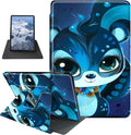Case for Kindle Fire 7 Tablet (12th Generation 2022 Release) Cute Big Eyes Squirrel Theme 360 Degree Rotating Stand Protective Cover with Auto Sleep/Wake for Fire 7 2022 Tablet