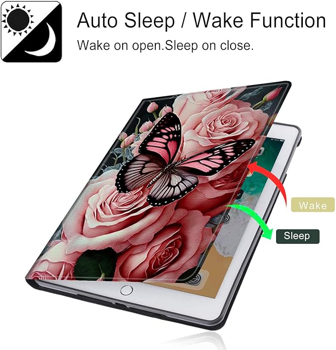 for All-New Fire HD 10 Tablet Case (13th Generation 10.1 inch 2023 Release) with Adjustable Stand &amp Auto Wake/Sleep Feature Smart Protect Cover Case - Pink Flower Butterfly