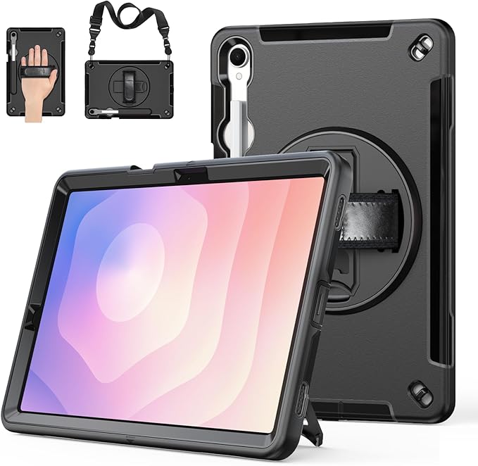Miesherk Case for Galaxy Tab S11: Military Grade Shockproof Case with Hand/Shoulder Strap-S Pen Holder-Rotating Kickstand for Samsung Galaxy S11 11 Inch 5G 2025