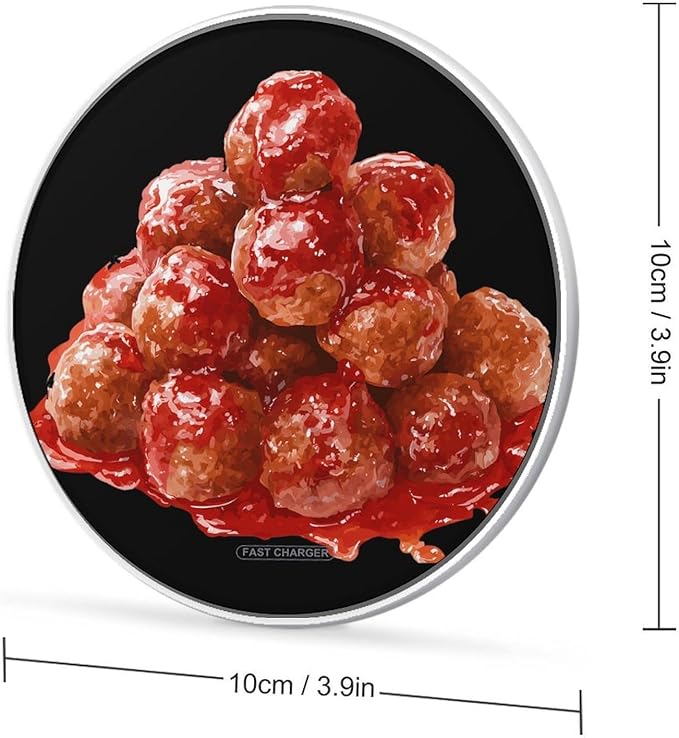 Meatballs Tomatoes Sauce Phone Charger Magnetic Charging Pad Anti-Slip with USB Cable