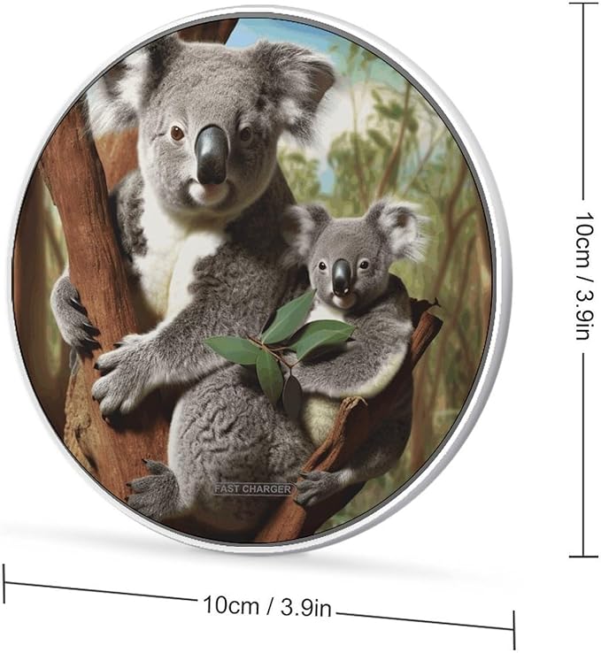 Koala Family Wireless Charger Fast Wireless Charging Pad with USB Cable 10W Anti-Slip Magnetic Wireless Charger Portable Slim Charger Puck Travel Charging Station