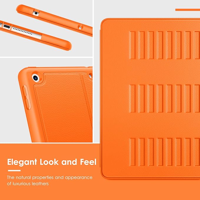 VIKESI Case for iPad 9th / 8th / 7th Generation 10.2 inch (2021/2020/2019 Released)Multiple Angles Magnetic Stand CoverShockproof BackPencil Holderand Auto Sleep/WakeOrange