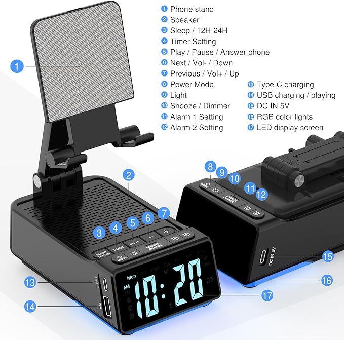 Birthday Gifts for Men Him Cell Phone Stand with Wireless Bluetooth Speaker and Charging Function 360° Rotable Angle Adjustable Unique Mens Gifts for Dad Husband Boyfriend Cool Gadgets for Men