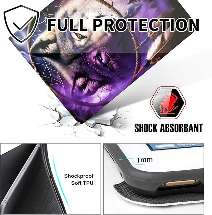 for Fire 7 Inch Tablet (9th/7th/5th Generation 2019/2017/2015 Release) Case with Pen Holder &amp Auto Wake/Sleepd Shockproof Stand Protective Cover for Fire 7 2019 TabletDream Chasing Wolf