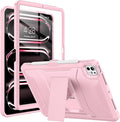Soke Case for iPad Pro 11 Inch (M5) 2025/ (M4) 2024 with Built-in Screen Protector &amp Kickstand Rugged Full Body Heavy Duty Protective Cover with Pencil Holder - Pink