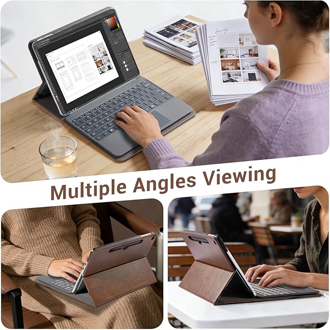 CoBak Case for Microsoft Surface Pro 12 (2025) Premium Business Cover with Multi-Angle Stand Embedded Stylus Holder Keyboard Support &amp Built-in Organizer – Tailored for ProfessionalsBrown