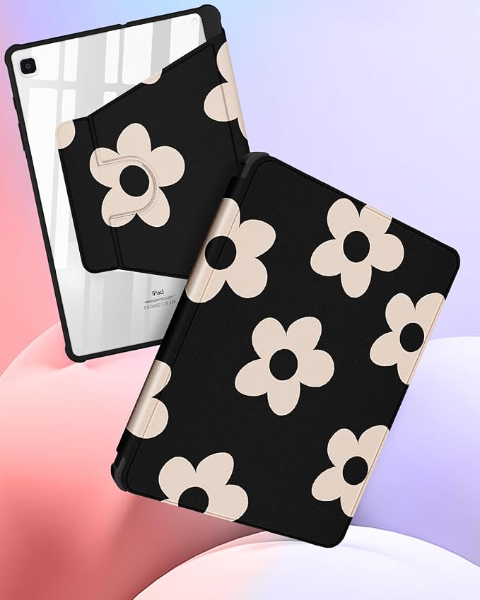 1-for Tab S6 Lite-Black Flower