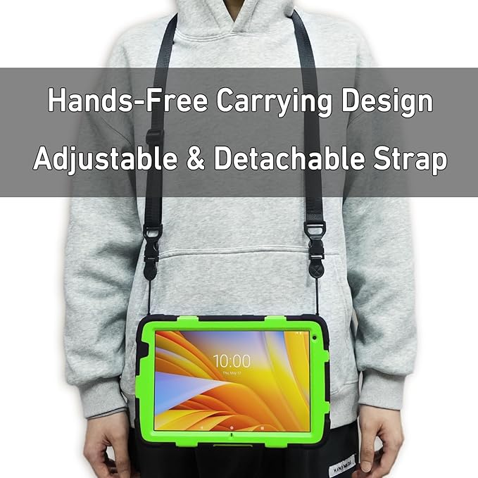 Protective Case for Zebra ET40 ET45 10 Inch Tablet Only Military Grade Shockproof Rugged Cover with Hand Strap &amp Stand SG-ET4X-10EXOSKL1-01 Compatible with Zebra Accessories (Green)
